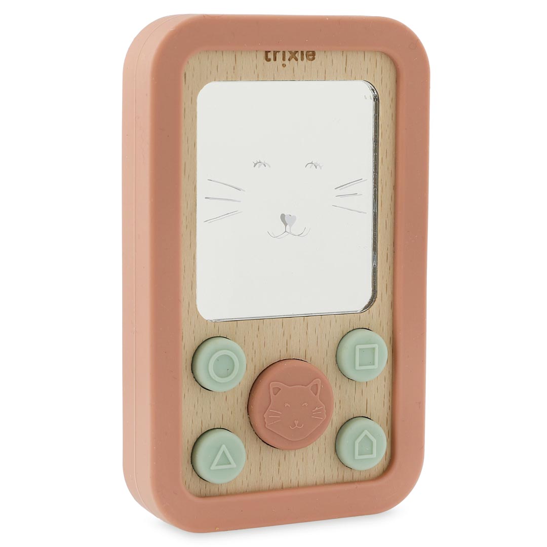 Wooden silicone baby phone - Mrs. Cat